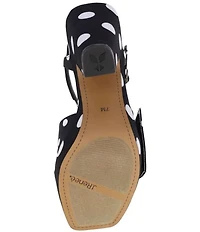 J. Renee Burkett Polka Dot Ankle Strap Platform Block Heel Bow Dress Sandals