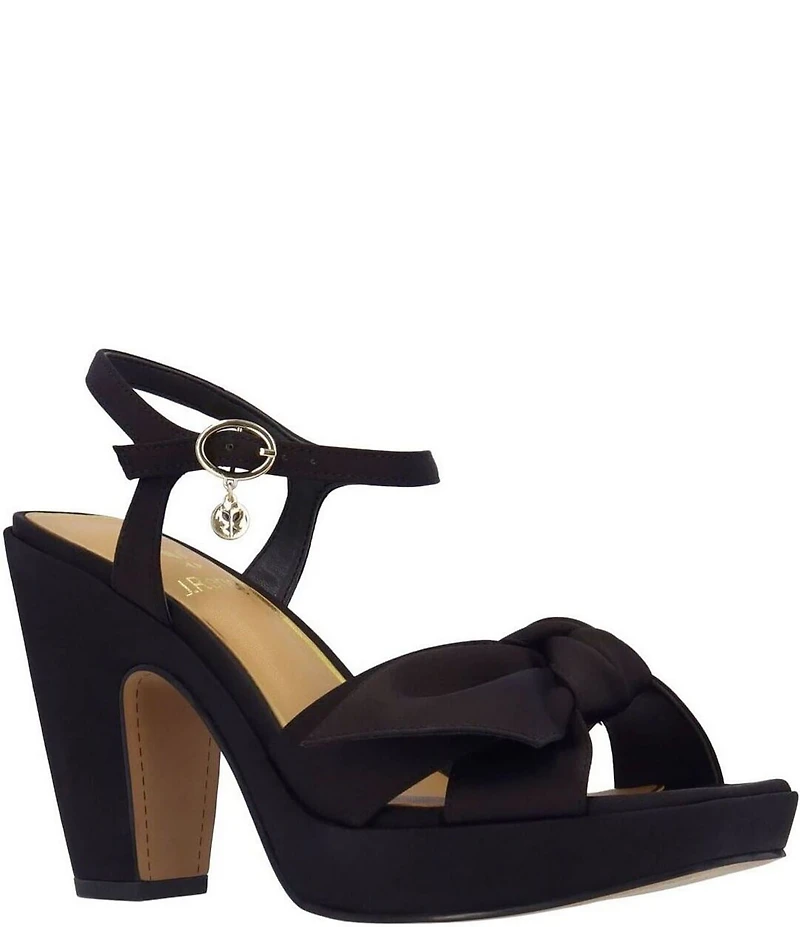 J. Renee Burkett Satin Bow Platform Dress Sandals