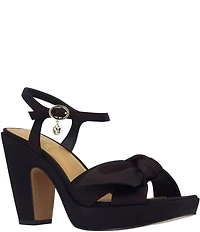 J. Renee Burkett Satin Bow Platform Dress Sandals