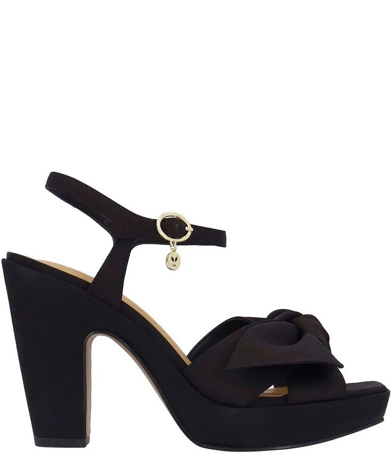 J. Renee Burkett Satin Bow Platform Dress Sandals
