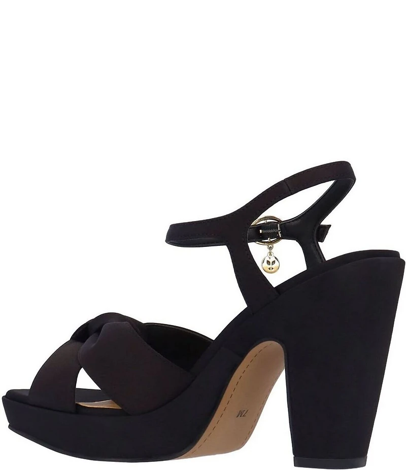 J. Renee Burkett Satin Bow Platform Dress Sandals