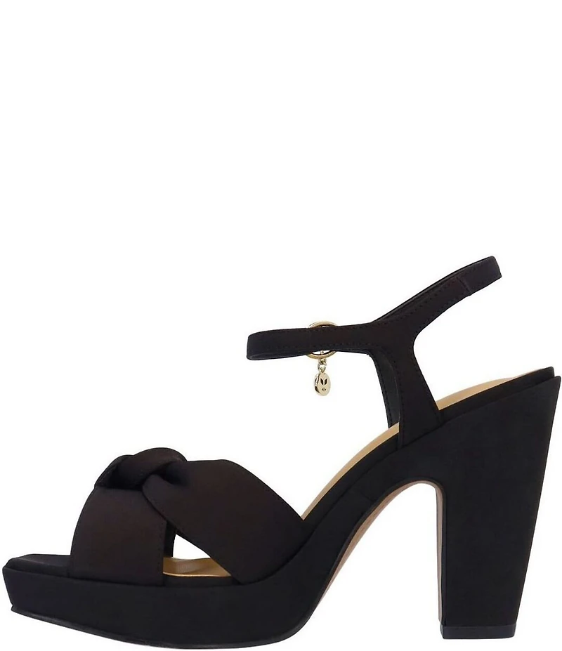 J. Renee Burkett Satin Bow Platform Dress Sandals