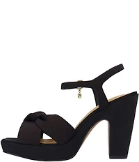 J. Renee Burkett Satin Bow Platform Dress Sandals