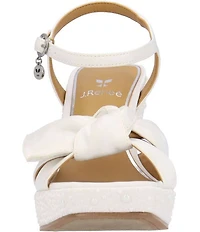 J. Renee Burkett Satin Pearl Bow Platform Sandals