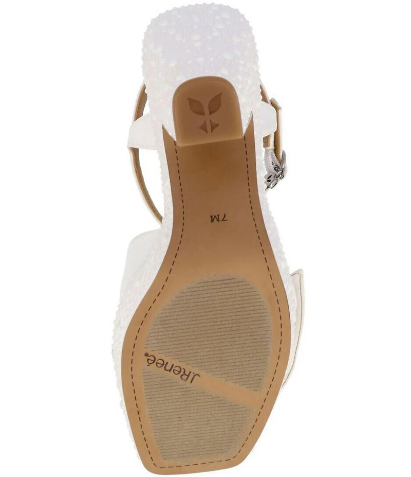 J. Renee Burkett Satin Pearl Bow Platform Sandals
