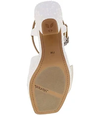 J. Renee Burkett Satin Pearl Bow Platform Sandals