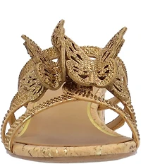 J. Renee Butafly Cork Rhinestone Butterfly Block Heel Slide Sandals
