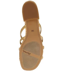 J. Renee Butafly Cork Rhinestone Butterfly Block Heel Slide Sandals