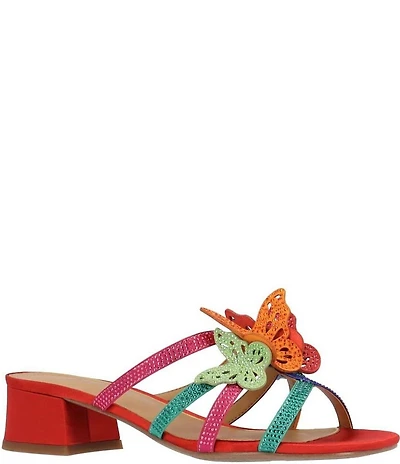 J. Renee Butafly Rhinestone Butterfly Colorblock Slide Sandals