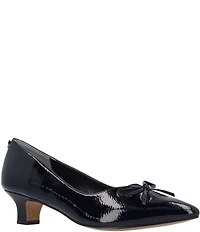 J. Renee Calinda Patent Cut Out Bow Kitten Heel Dress Pumps