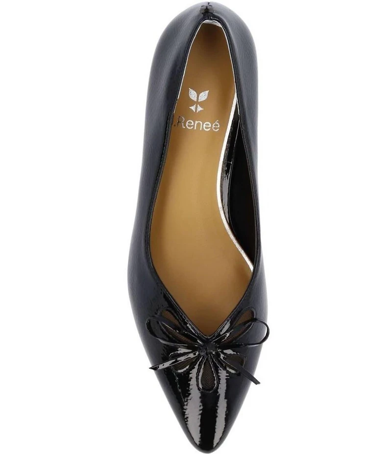 J. Renee Calinda Patent Cut Out Bow Kitten Heel Dress Pumps
