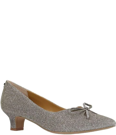 J. Renee Calinda Dance Glitter Cut Out Bow Kitten Heel Dress Pumps