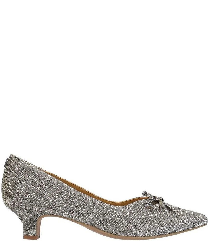 J. Renee Calinda Dance Glitter Cut Out Bow Kitten Heel Dress Pumps