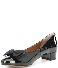 J. Renee Cameo Patent Bow Detail Block Heel Pumps