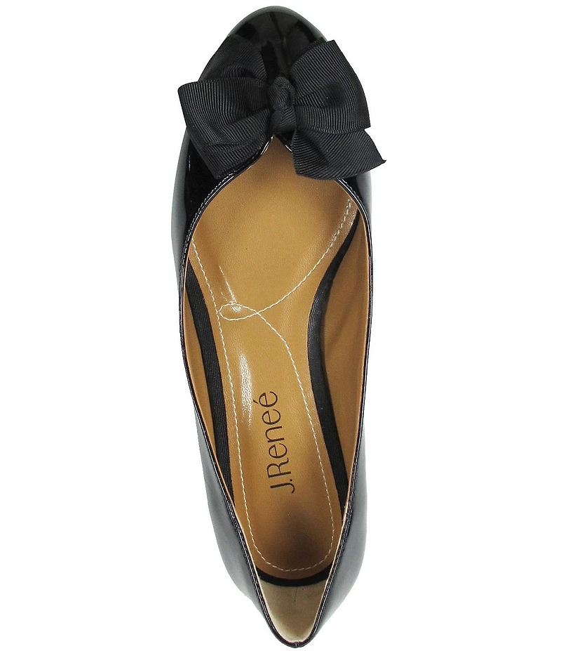 J. Renee Cameo Patent Bow Detail Block Heel Pumps