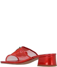 J. Renee Charry Mesh Patent Rhinestone Cherry Slide Sandals