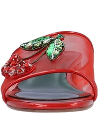 J. Renee Charry Mesh Patent Rhinestone Cherry Slide Sandals