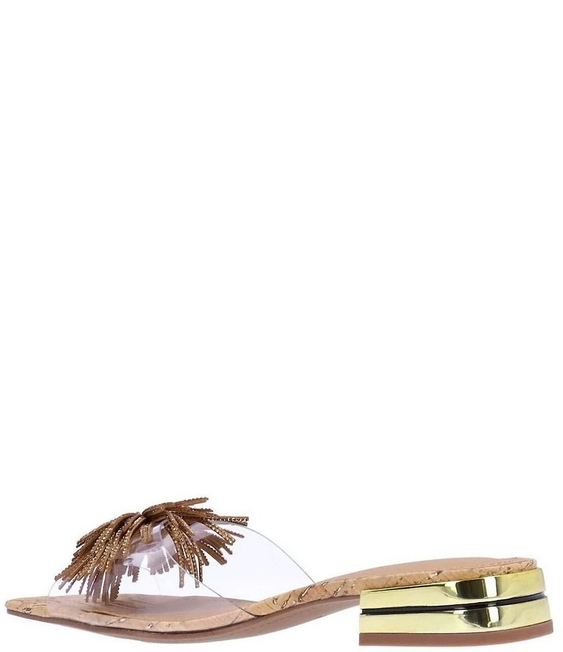 J. Renee Cherita Vinyl Rhinestone Pom Pom Cork Slide Sandals