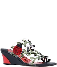 J. Renee Coccinella Vinyl Ladybug Ornament Wedge Slide Sandals