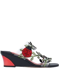 J. Renee Coccinella Vinyl Ladybug Ornament Wedge Slide Sandals