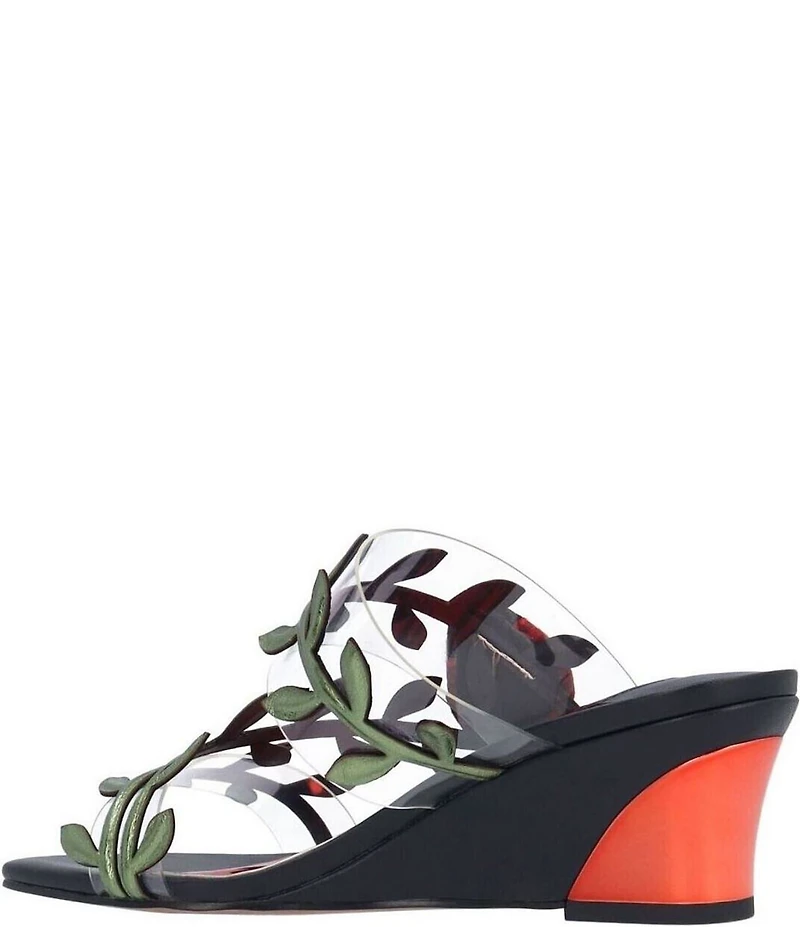 J. Renee Coccinella Vinyl Ladybug Ornament Wedge Slide Sandals