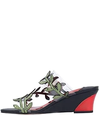 J. Renee Coccinella Vinyl Ladybug Ornament Wedge Slide Sandals