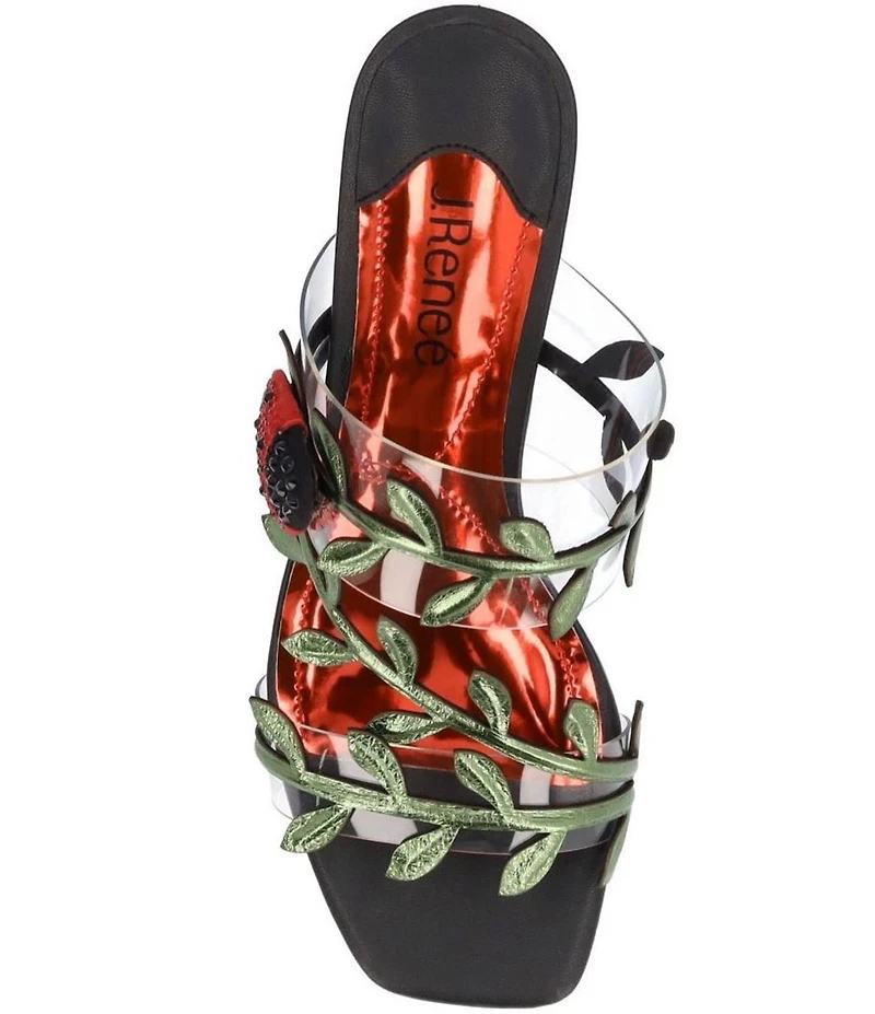 J. Renee Coccinella Vinyl Ladybug Ornament Wedge Slide Sandals