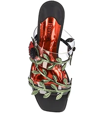 J. Renee Coccinella Vinyl Ladybug Ornament Wedge Slide Sandals