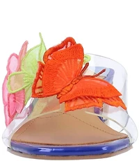 J. Renee Cybel Vinyl Bright Butterfly Ornamented Dress Slide Sandals