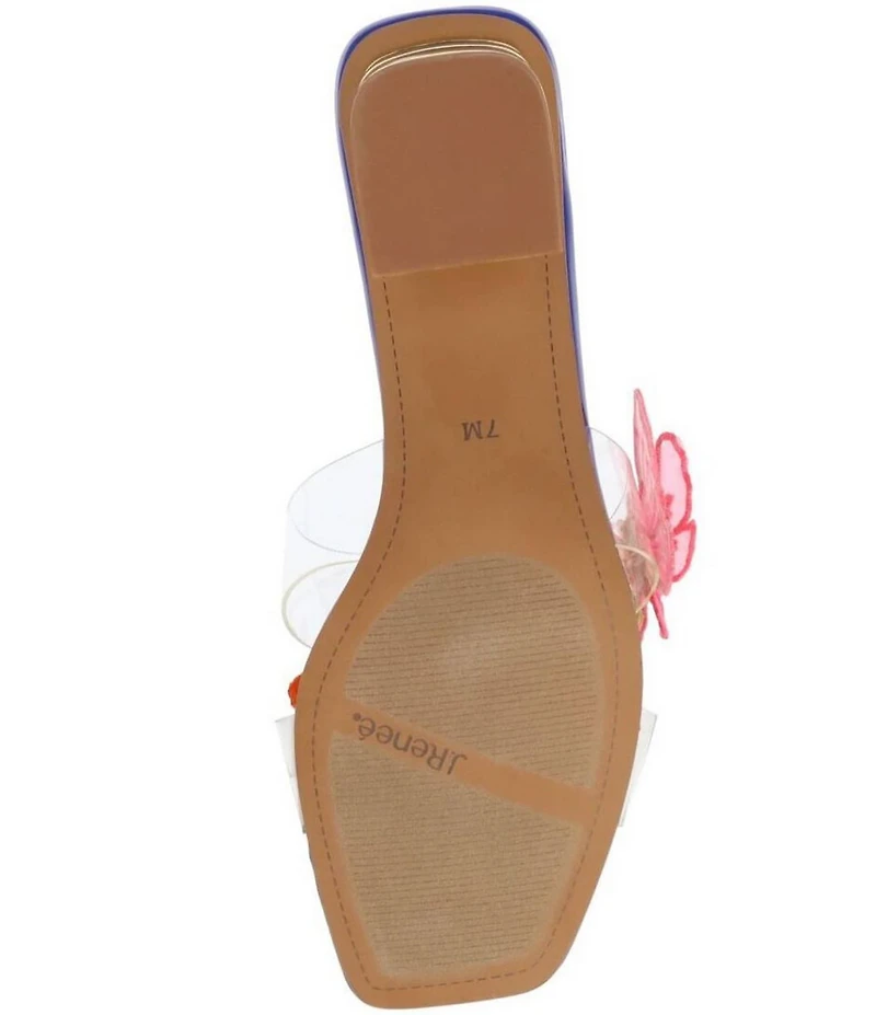 J. Renee Cybel Vinyl Bright Butterfly Ornamented Dress Slide Sandals