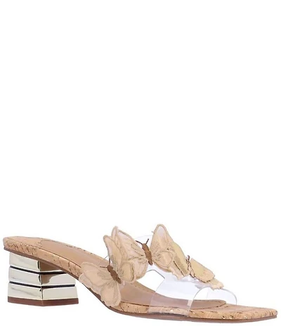 J. Renee Cybel Vinyl Butterfly Ornamented Cork Slide Sandals
