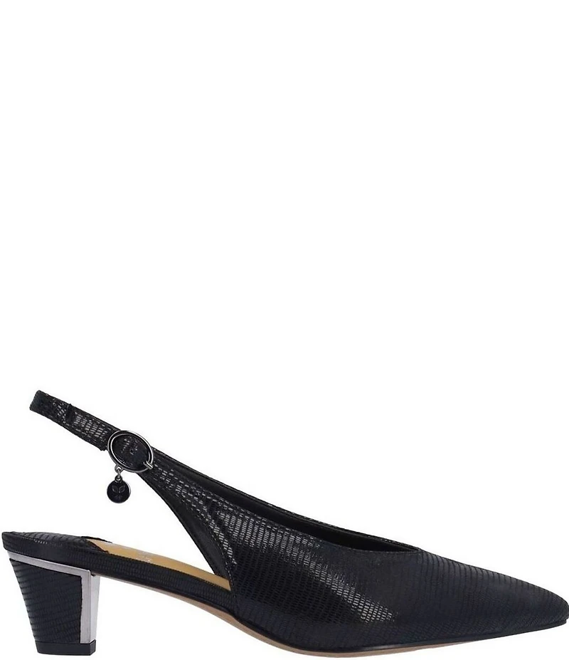 J. Renee Darra Lizard Embossed Sling Back Pumps