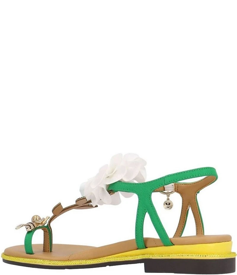 J. Renee Dazee Daisy and Bee T-Strap Toe Loop Flat Sandals