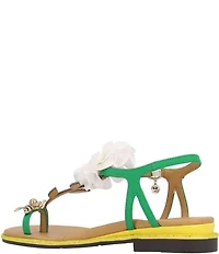 J. Renee Dazee Daisy and Bee T-Strap Toe Loop Flat Sandals