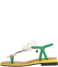 J. Renee Dazee Daisy and Bee T-Strap Toe Loop Flat Sandals