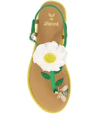 J. Renee Dazee Daisy and Bee T-Strap Toe Loop Flat Sandals