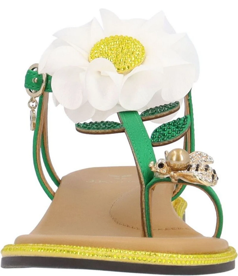 J. Renee Dazee Daisy and Bee T-Strap Toe Loop Flat Sandals