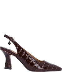 J. Renee Delah Patent Crocodile Embossed Slingback Pumps