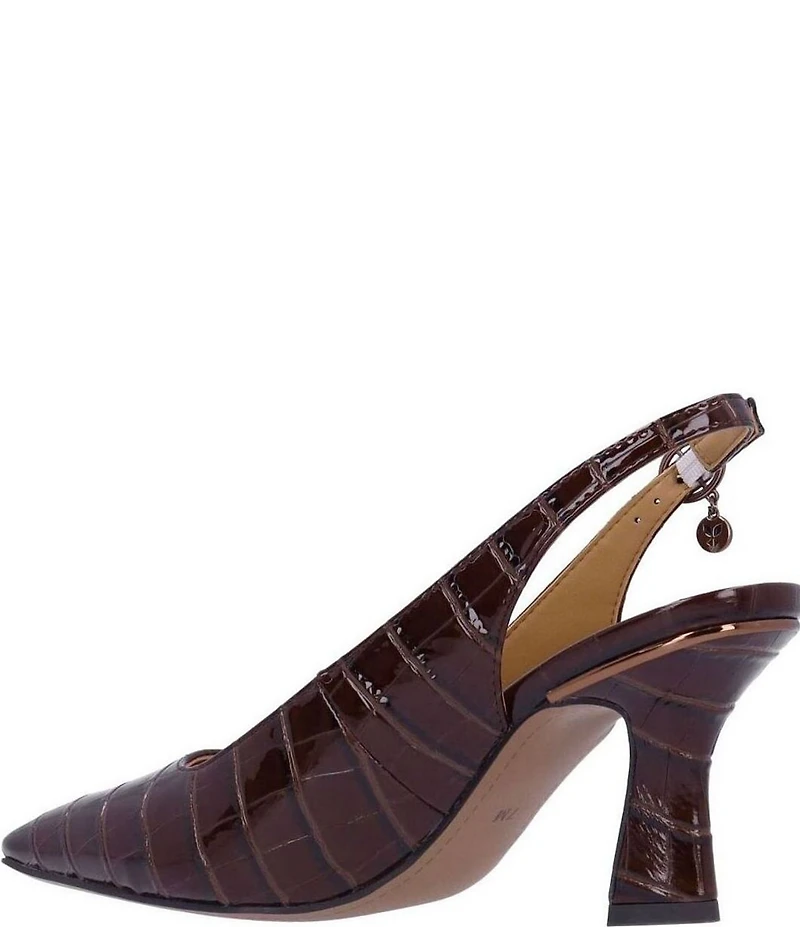 J. Renee Delah Patent Crocodile Embossed Slingback Pumps