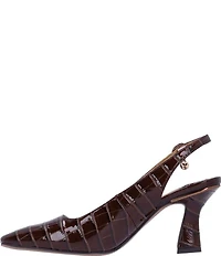J. Renee Delah Patent Crocodile Embossed Slingback Pumps
