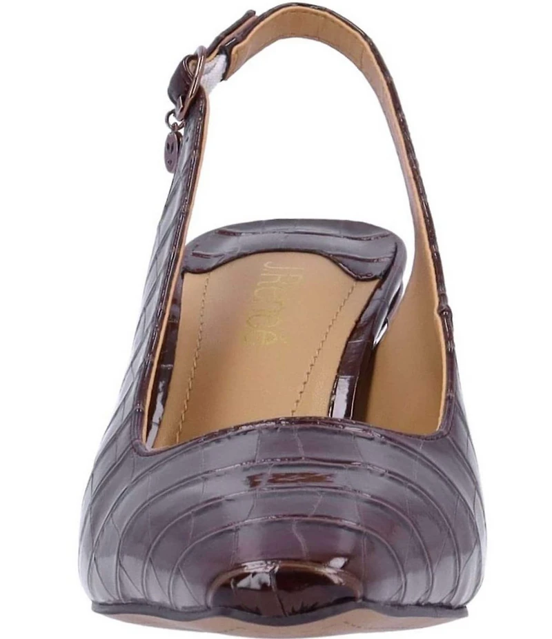 J. Renee Delah Patent Crocodile Embossed Slingback Pumps