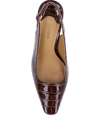 J. Renee Delah Patent Crocodile Embossed Slingback Pumps