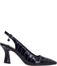 J. Renee Delah Patent Crocodile Embossed Slingback Pumps