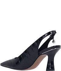 J. Renee Delah Patent Crocodile Embossed Slingback Pumps