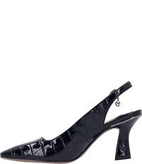 J. Renee Delah Patent Crocodile Embossed Slingback Pumps