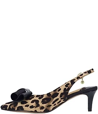 J. Renee Delara Leopard Print Slingback Pointed Toe Curled Bow Pumps
