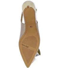 J. Renee Delara Metallic Leather Slingback Pointed Toe Curled Bow Pumps