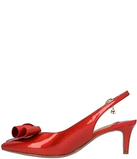 J. Renee Delara Patent Slingback Pointed Toe Curled Bow Pumps