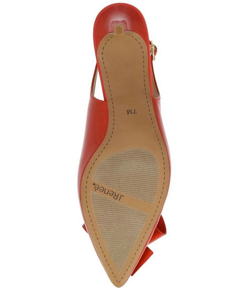 J. Renee Delara Patent Slingback Pointed Toe Curled Bow Pumps