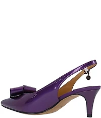 J. Renee Delara Patent Slingback Pointed Toe Curled Bow Pumps